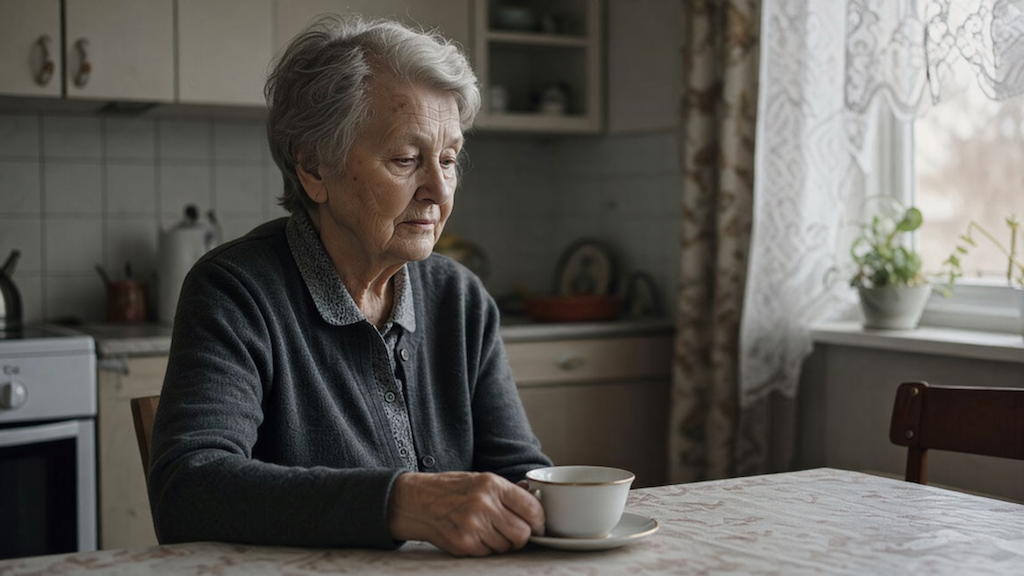 Sad pensioner